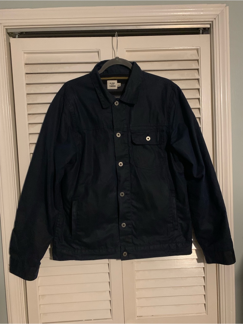 Flint and Tinder Huckberry dark navy lined waxed trucker jacket